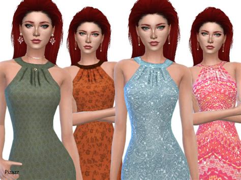 Printed Pencil Dress By Pizazz At Tsr Sims 4 Updates