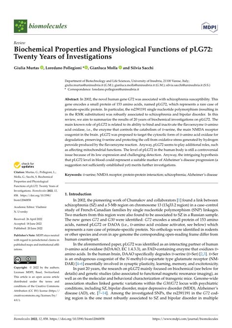 pdf biochemical properties and physiological functions of plg72 twenty years of investigations