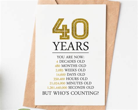 Happy 40th Birthday Card 40th Birthday Ts For Women Men Etsy