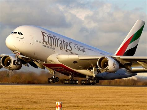 Emirates Airbus A380 800 Sunset Takeoff Aircraft Wallpaper 4021
