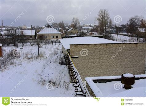 View From The Roof Of The Destroyed And Abandoned Building Stock Image - Image of destroyed 