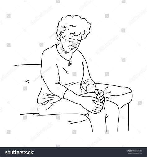 Old Woman Sitting On Couch Holding Stock Vector Royalty Free 1954035553