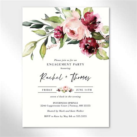 Berry Floral Wedding Engagement Party Invitation Were Engaged