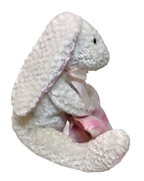 Commonwealth Bunny Rabbit Plush Rare Pink Satin Ears Feet Fleece Baby