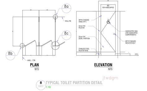 Typical Toilet Partition Detail In Autocad 2d Drawing Dwg File Cad