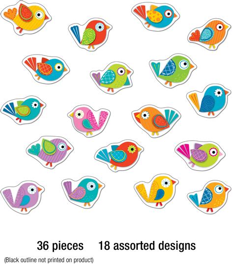 Buy Carson Dellosa Boho Birds Mini Colorful Cut Outs Classroom Décor 36 Pieces Online At