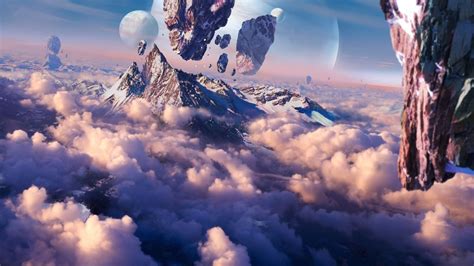 Artwork Fantasy Art Concept Art Mountain Floating Planet Space