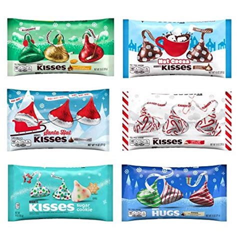 Hersheys Kisses Seasonal Chocolate Variety Pack Sugar Cookie Hugs Almonds Santa Hat Candy