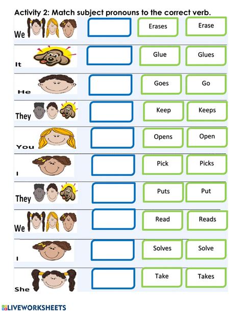 Free, printable subject verb agreement worksheets to develop strong grammar, language and writing skills. Matching: Subject Pronouns & Verbs: Subject Verb Agreement ...