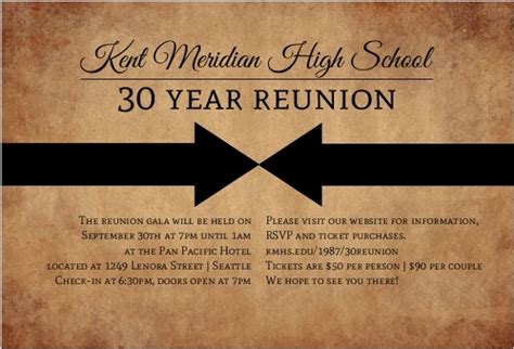 Black Tie 30 Year Class Reunion Invitation Reunion Invitations