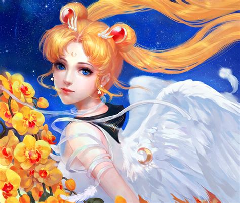 Sailor Moon Anime Series Blonde Girl Flower