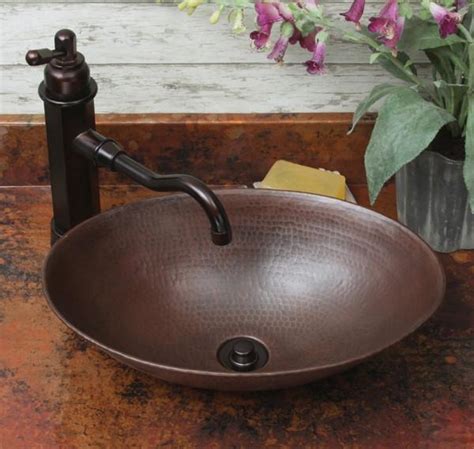 Finished In Antique Hammered Copper This Vessel Sink Is A Oval Sleigh