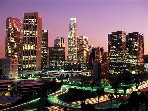 Hd Wallpaper High Rise Buildings Los Angeles California City Lights