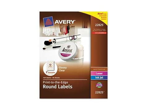 Avery 22825 Round Easy Peel Labels 2 In Dia Glossy Clear 120 Pack