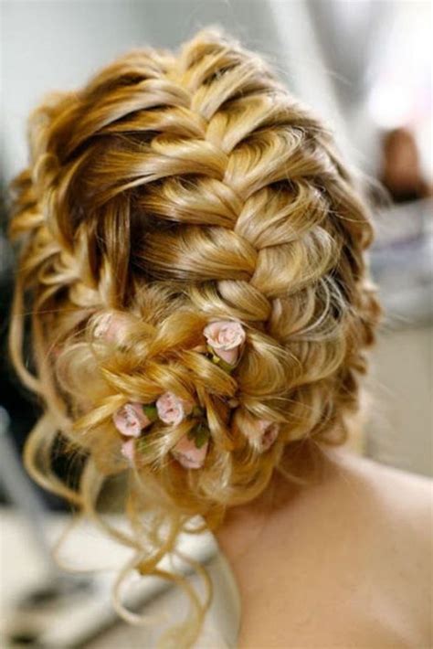 French Braids With Flowers Long Hair Updo Hair Styles Cool