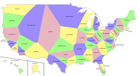 If We Re Drew Us State Lines By Voronoi Of The Top 50 Most Populous