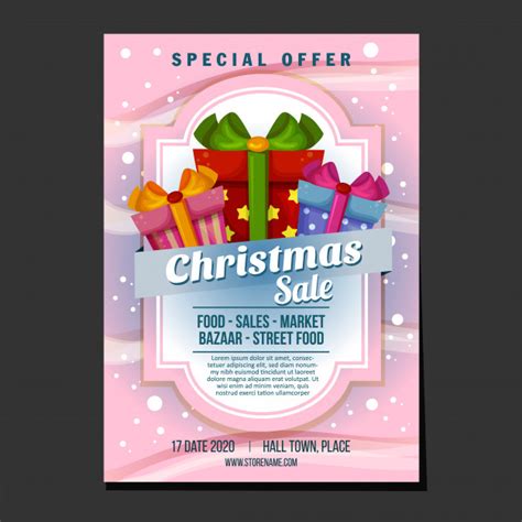 Find over 100+ of the best free gift box images. Premium Vector | Christmas sales poster or flyer template ...