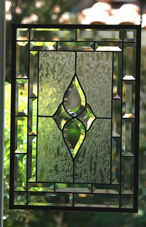 Large Stained Glass Window Panel ~ Prisms ~ Clear Stain Glass Panel