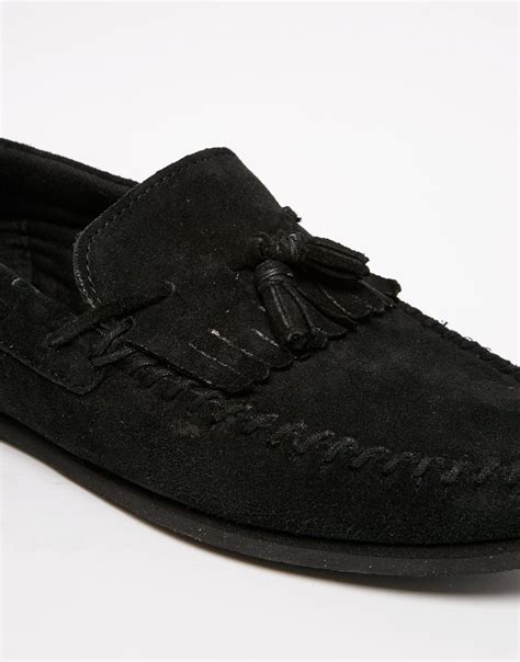 Asos Tassel Loafers In Black Suede In Black For Men Lyst