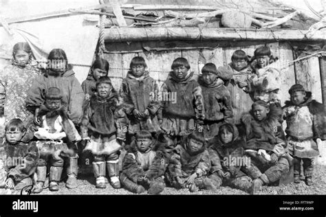 Siberia Eskimos C1897 Na Group Of Eskimo School Children Posing In