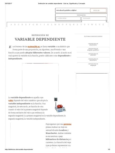 Definición De Variable Dependiente Qué Es Significado Y Conceptopdf