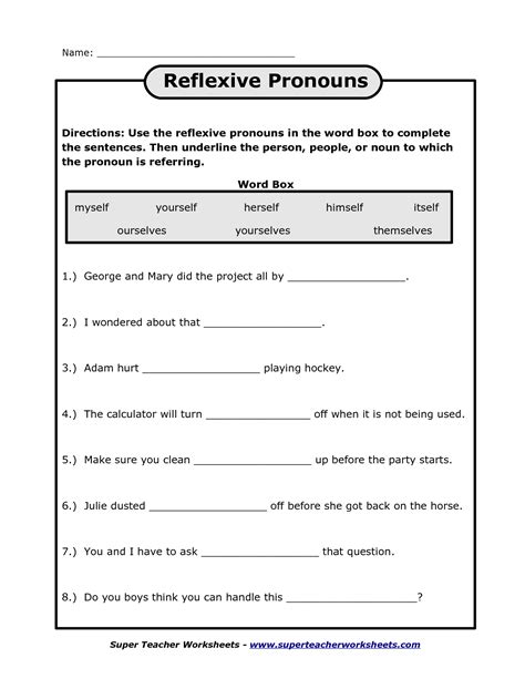 13 Best Images of Intensive Pronouns Worksheets Reflexive Pronouns