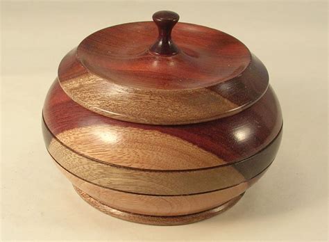 Wood Turned Bowl With Lid And Finial Handmade By An Artist Via