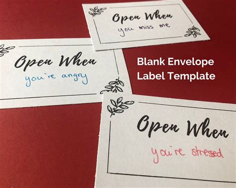 Blank Open When Letters Template Printable Labels Envelope Stationery