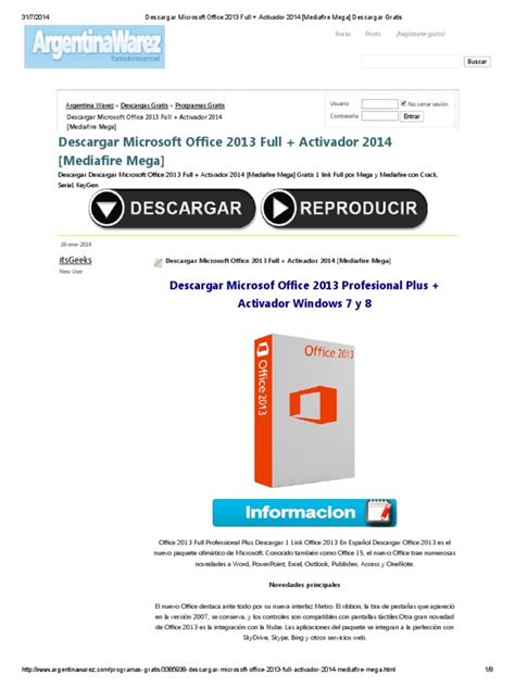 Descargar Microsoft Office 2013 Full Activador 2014 Mediafire Mega