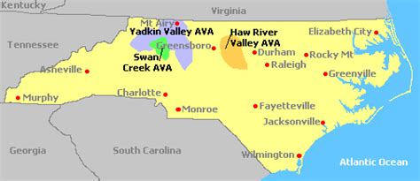 North Carolina Wineries Map Us States On Map
