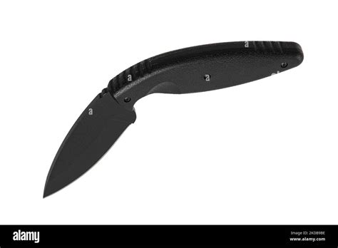 Modern Tactical Knife With Black Blade And Rubber Curved Handle Steel
