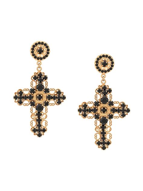 dolce and gabbana crystal embellished cross earrings farfetch unique dangle earrings earrings