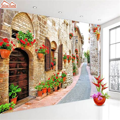 Shinehome Large Custom Wahable Wallpaper European City Landscape 3d