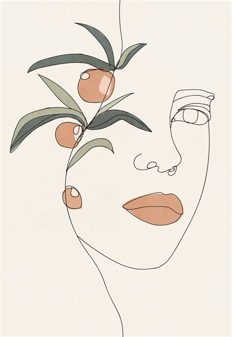 Modern Woman Line Drawing Printable Wall Art Plant Poster Etsy Line
