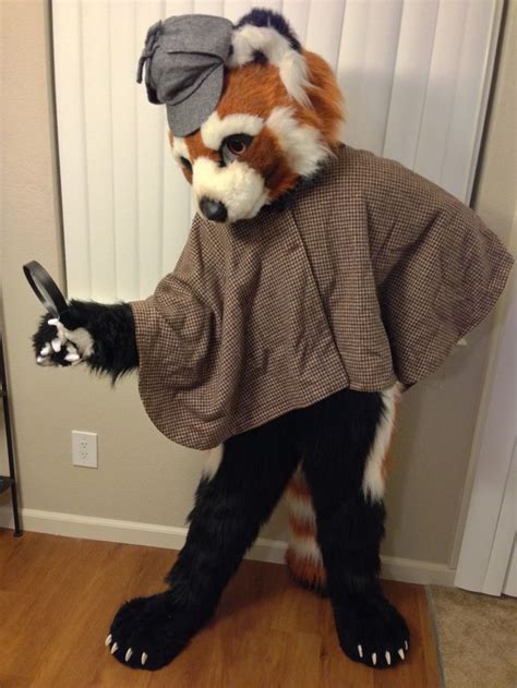 Cosplay Sherlock Holmes Red Panda Fursuit Captain Basil Fursuit Red