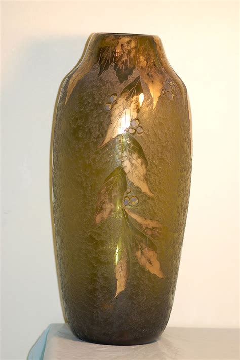 Legras Large Daum Nancy Era French Cameo Glass Vase C 1905 Glass Art Glass Vase Vase