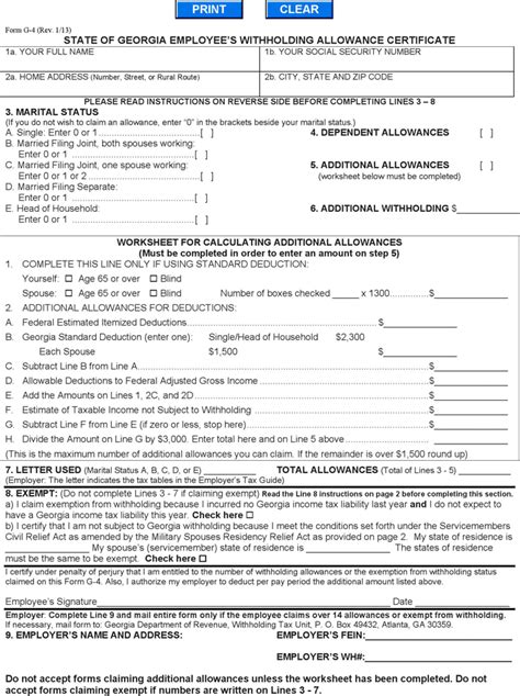 2023 Georgia State Withholding Form Printable Forms Free Online