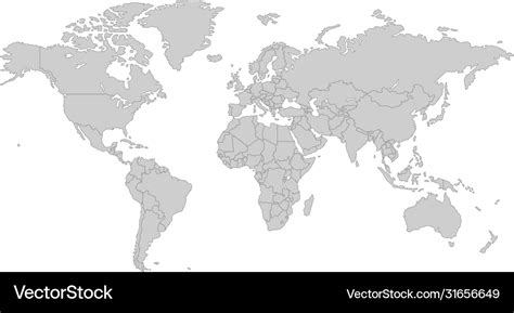 Grey World Map Royalty Free Vector Image Vectorstock