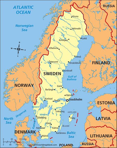 labeled map of sweden with states cities and capital printable world maps