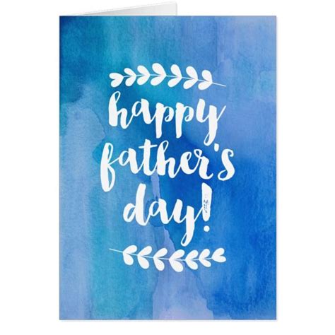 Happy Fathers Day Blue Watercolor Card Happy Fathers