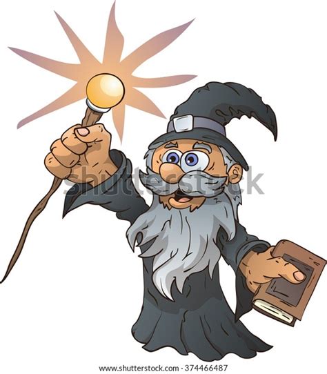 Cartoon Wizard Vector Illustration Stock Vector Royalty Free 374466487