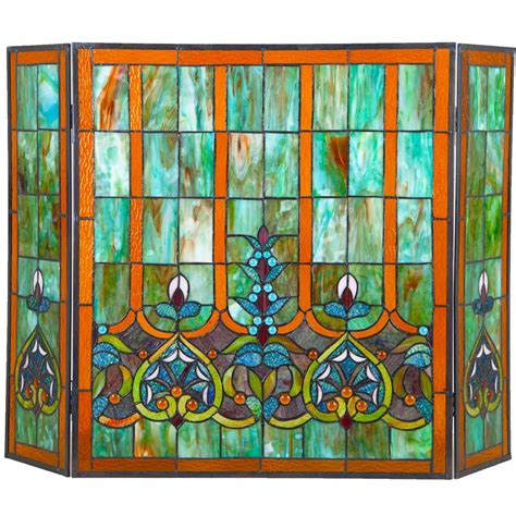 3 Panel Stained Glass Fireplace Screen Stained Glass Fireplace Screen