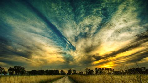 Download 1280x720 Wallpaper Sky Sunset Beautiful Scenery Road