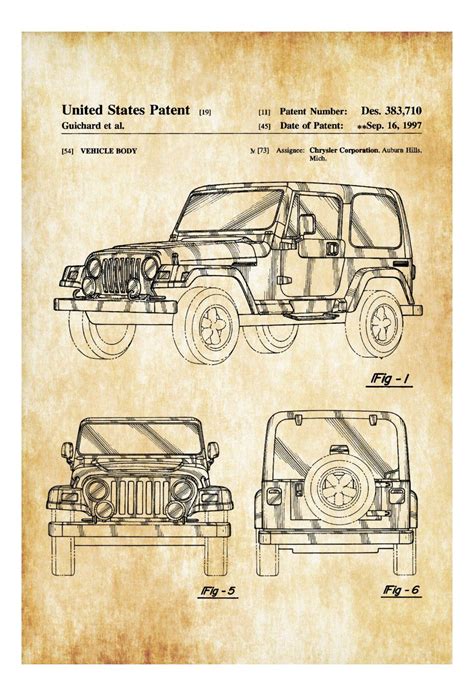 Jeep Wrangler Patent Patent Print Wall Decor Automobile Decor