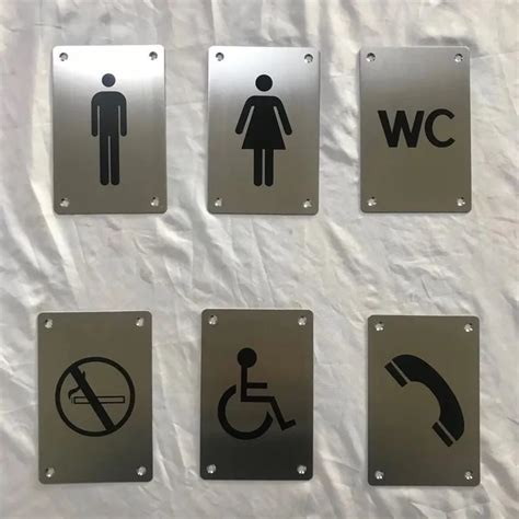 Stainless Steel Wc Toilet Door Sign Funny Wall Sticker Indication