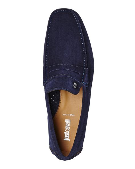 Lyst Just Cavalli Blue Suede Driving Shoes In Blue For Men