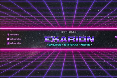Retro Wave 80s Youtube Banner Set Youtube Banners Retro Waves Banner