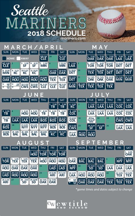 Mariners Schedule Calendar Mella Siobhan