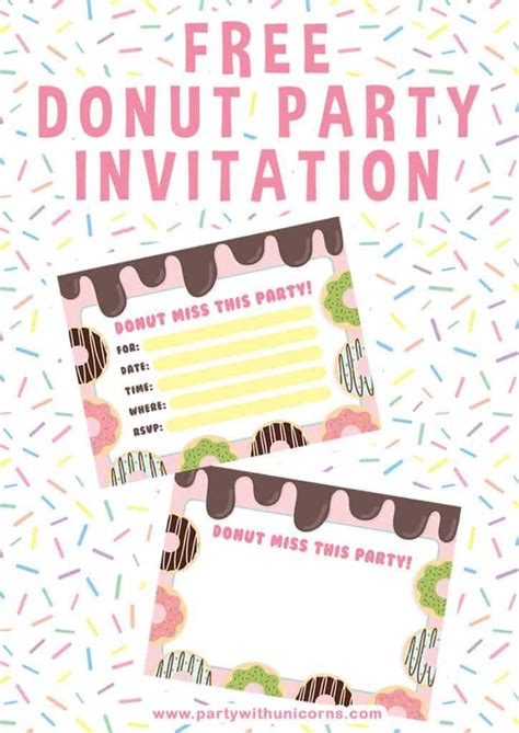 Donut Party Invitation Free Download In 2020 Donut Party Party