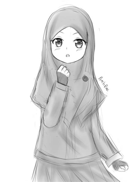 Cara Gambar Anime Hijab - Kerudung Art